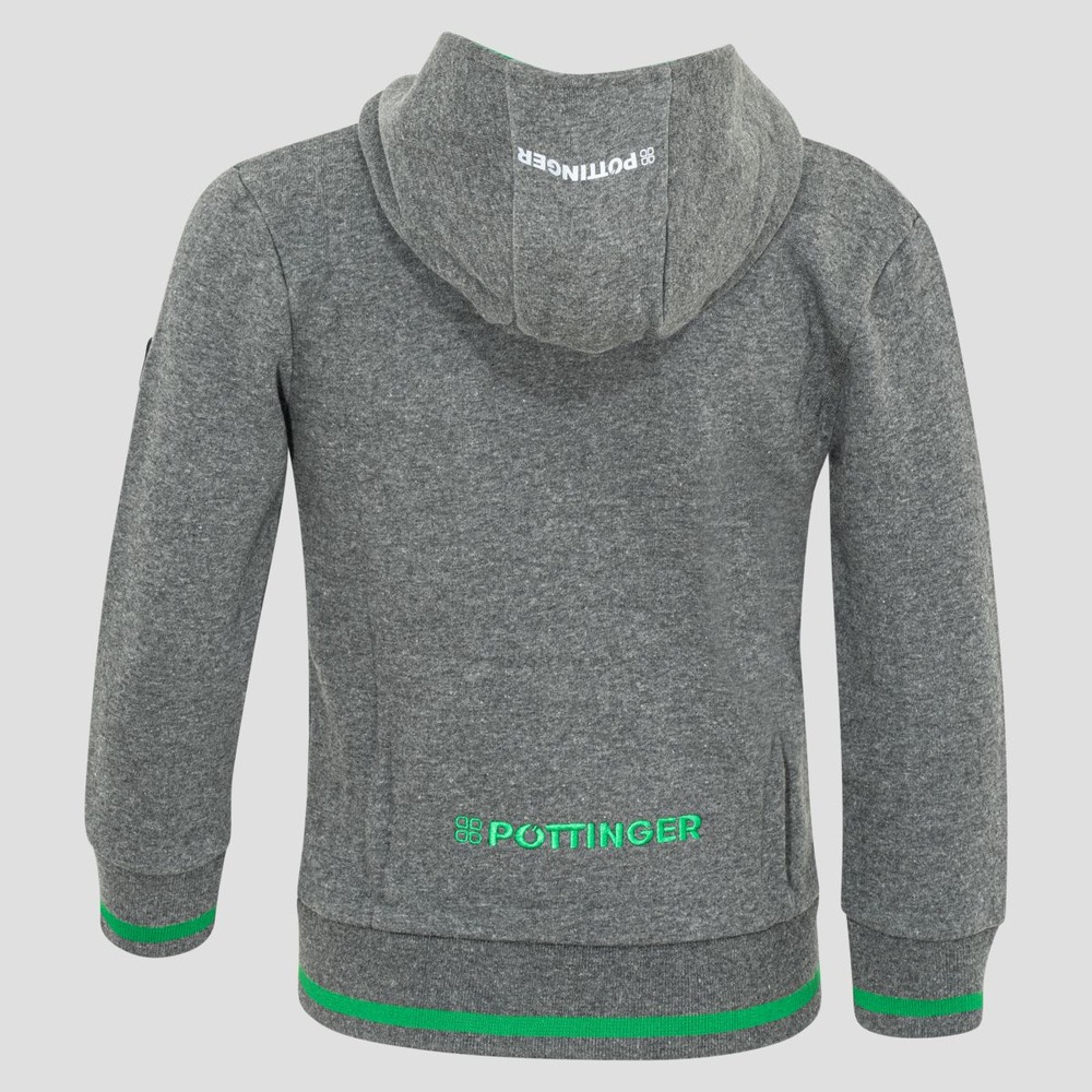 Hooded sweat jacket with patches