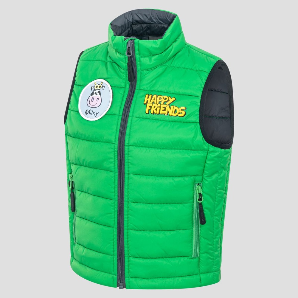 Kids quilted waistcoat with patches