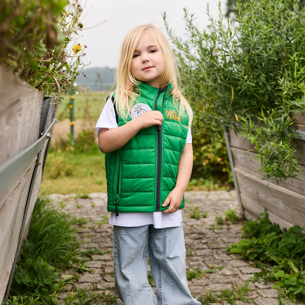 Kids quilted waistcoat with patches